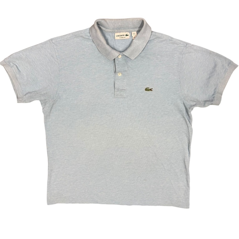 Lacoste Polo Shirt Mesh Cotton Short Sleeve Blue Made in Peru Classic Fit Large